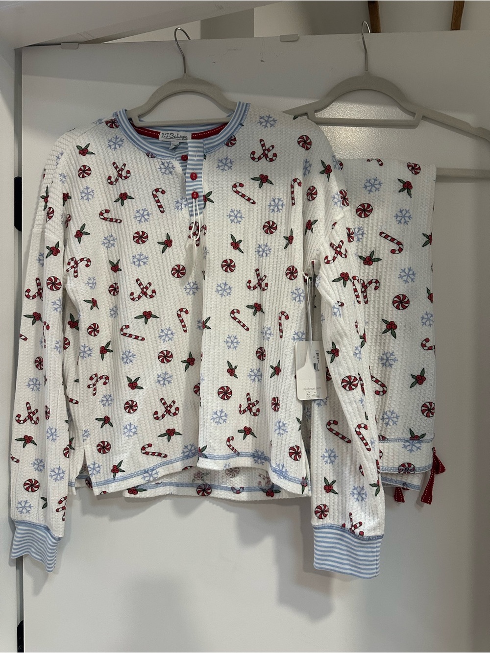 P.J. Salvage Holiday Waffle Knit Pajamas, Size S, NWT